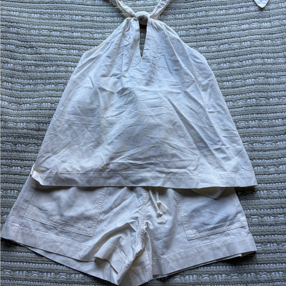 White Linen Halter Jumpsuit